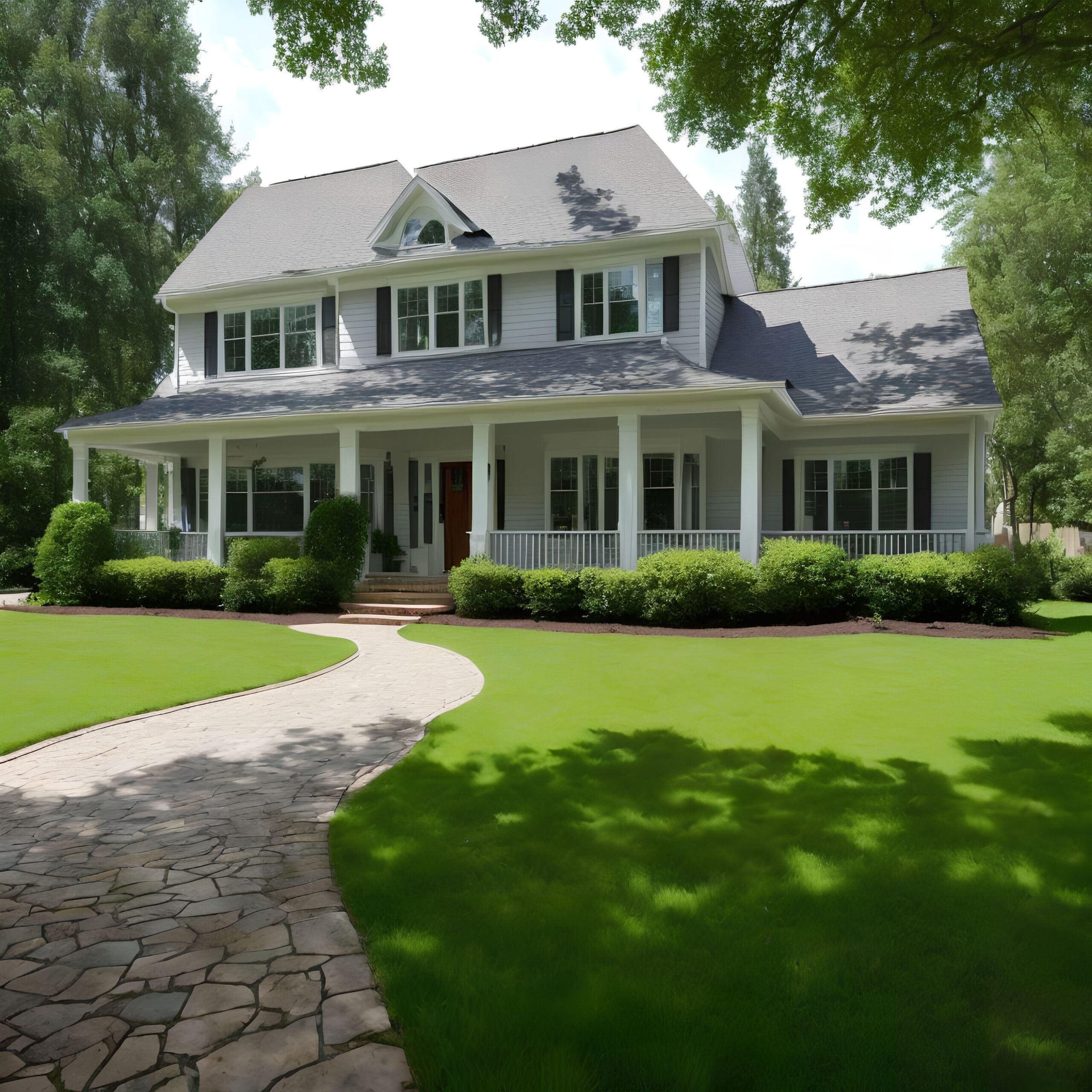 outdoor big modern house, generative art by A.I.